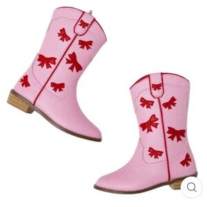 Girls Rae & Wild Cowgirl Red + Pink Bow Boots.